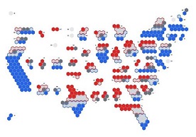 US map represented by partisan districts