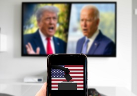 image concept of 2020 election: Trump, Biden, and voters